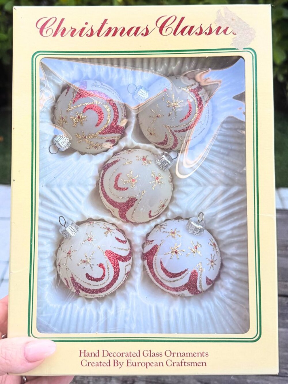 Vintage 2 Boxes of 8 Commodore Christmas Classics Hand Decorated Glass Ornaments
